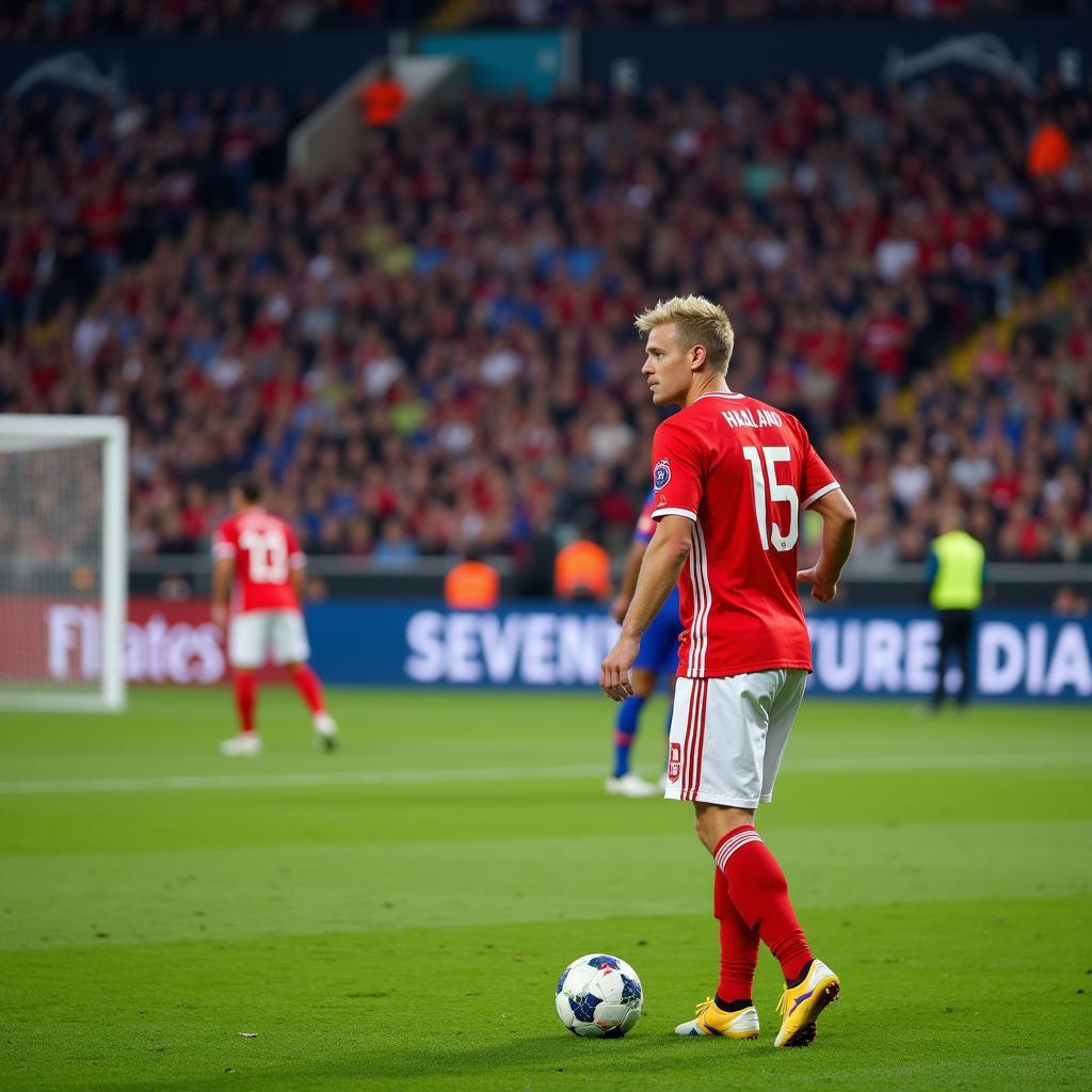 Haaland prepares to take a penalty kick