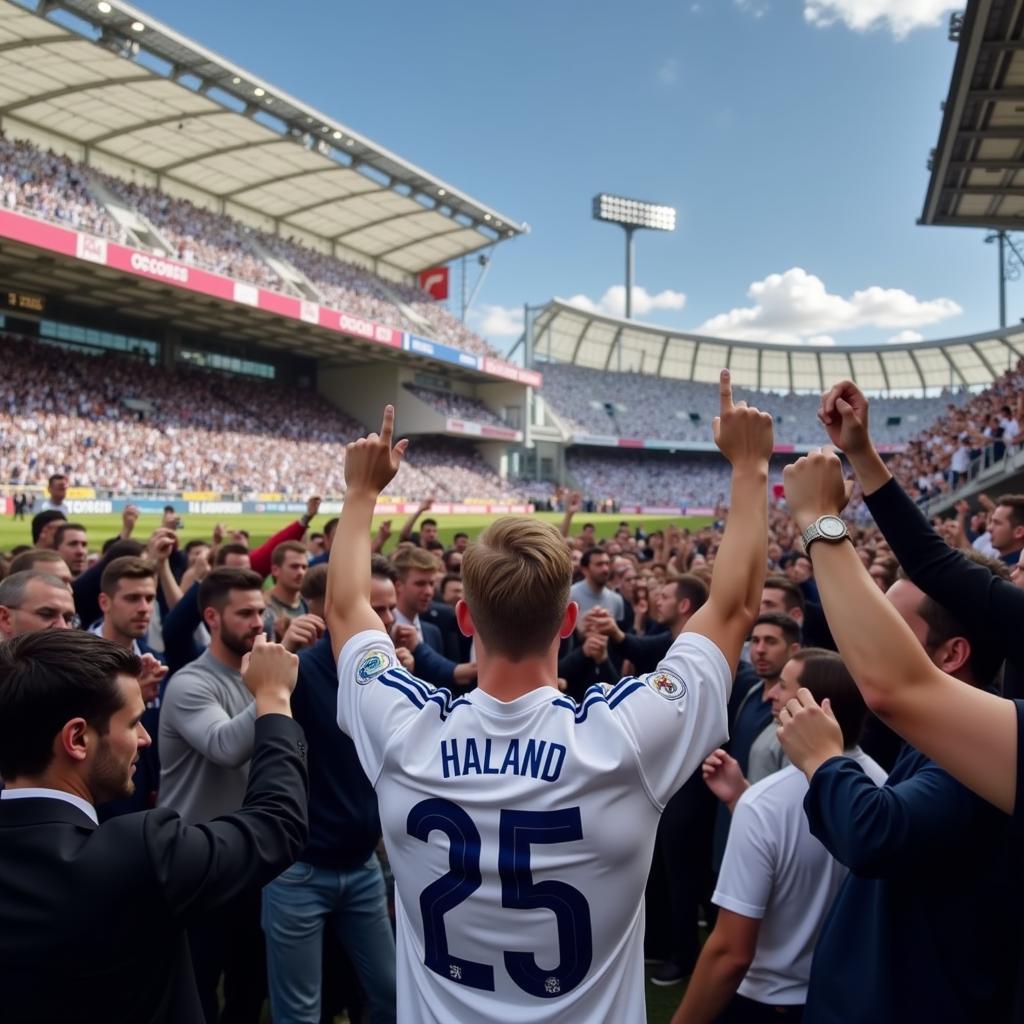 Haaland greeted by Real Madrid fans