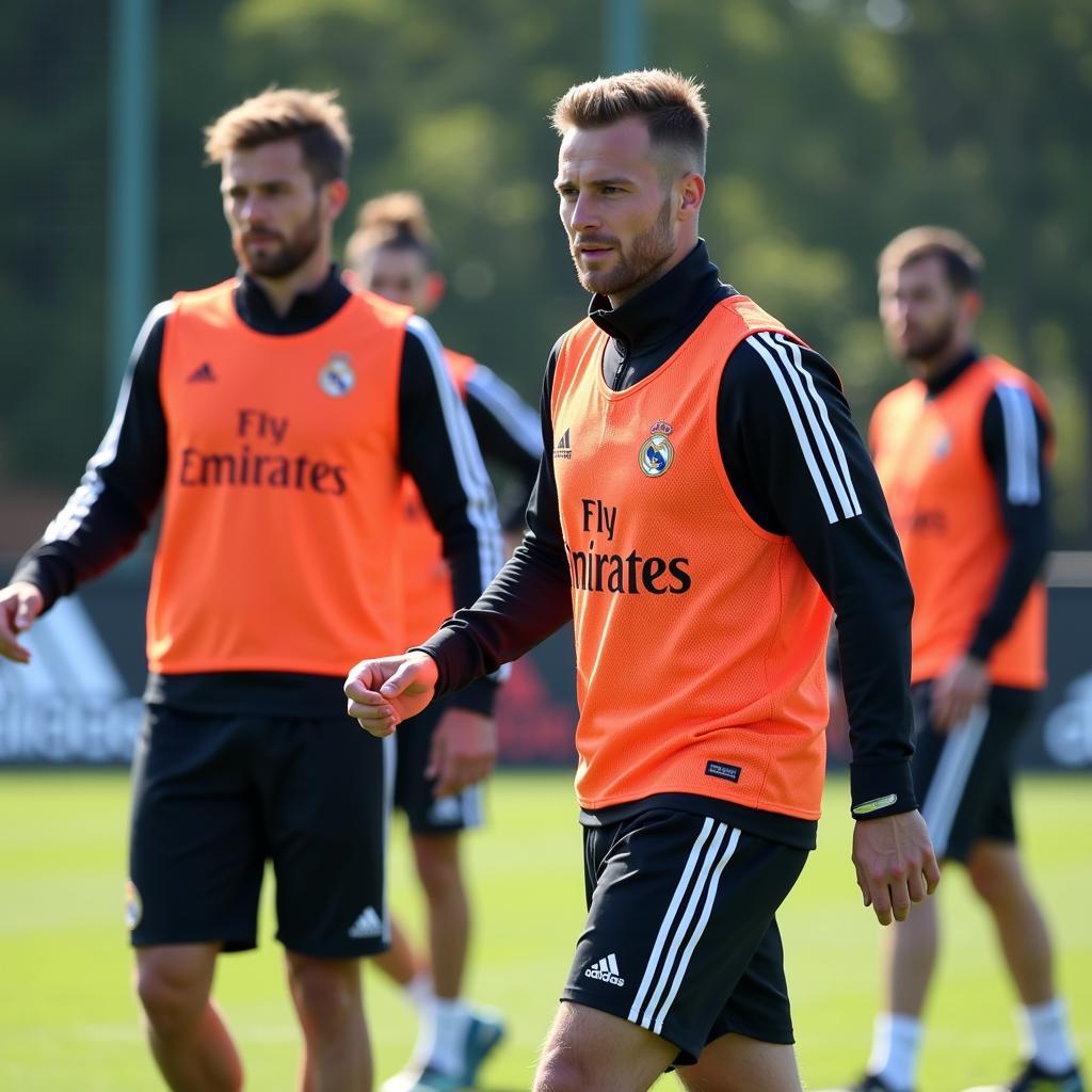 Haaland training with Real Madrid players