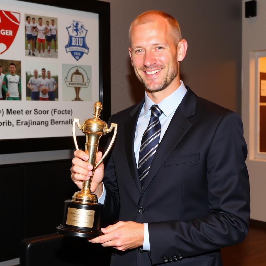 Haaland Receiving the Bundesliga Player of the Year Award