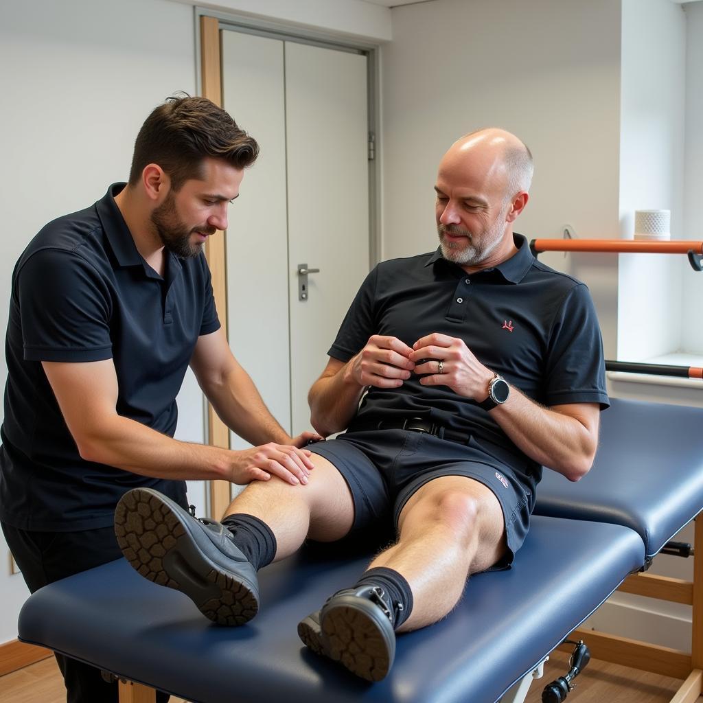 Erling Haaland receiving physiotherapy treatment