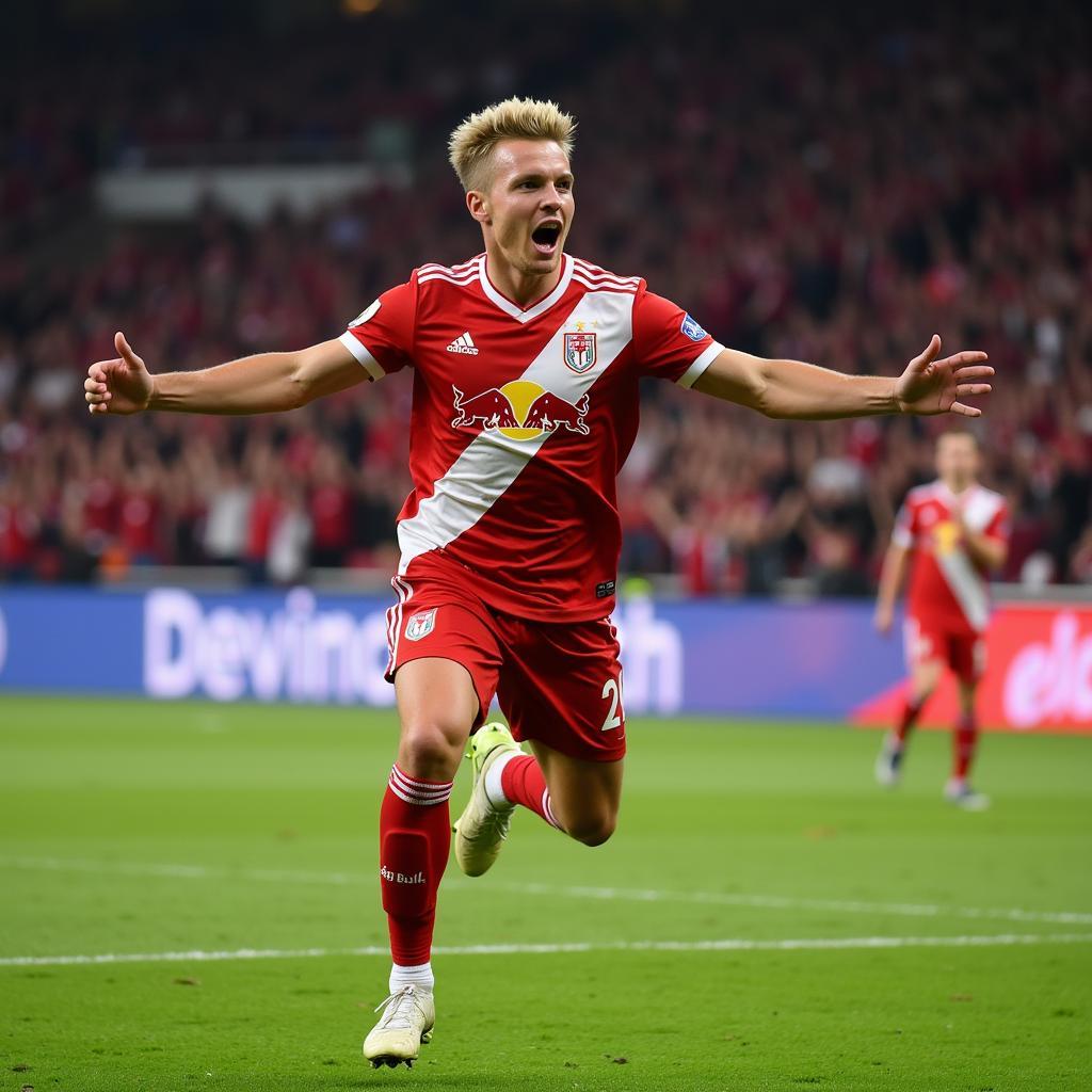 Erling Haaland scoring goals for Red Bull Salzburg