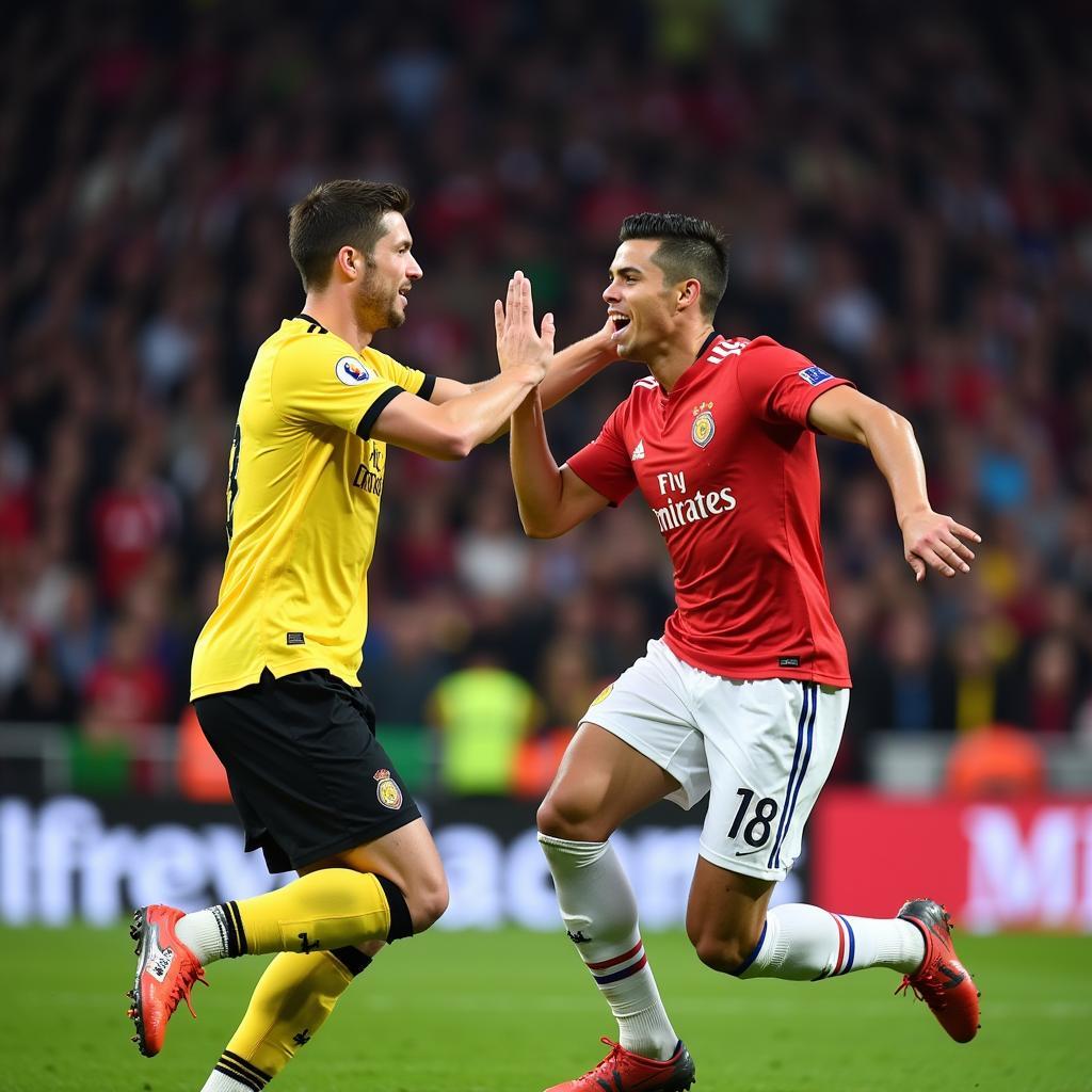 Haaland and Ronaldo celebrating goals