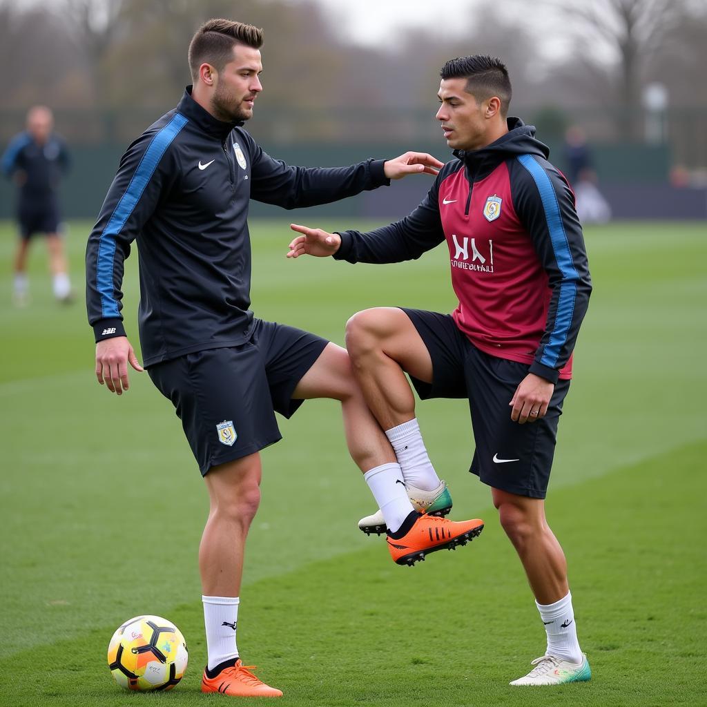 Haaland and Ronaldo training intensely