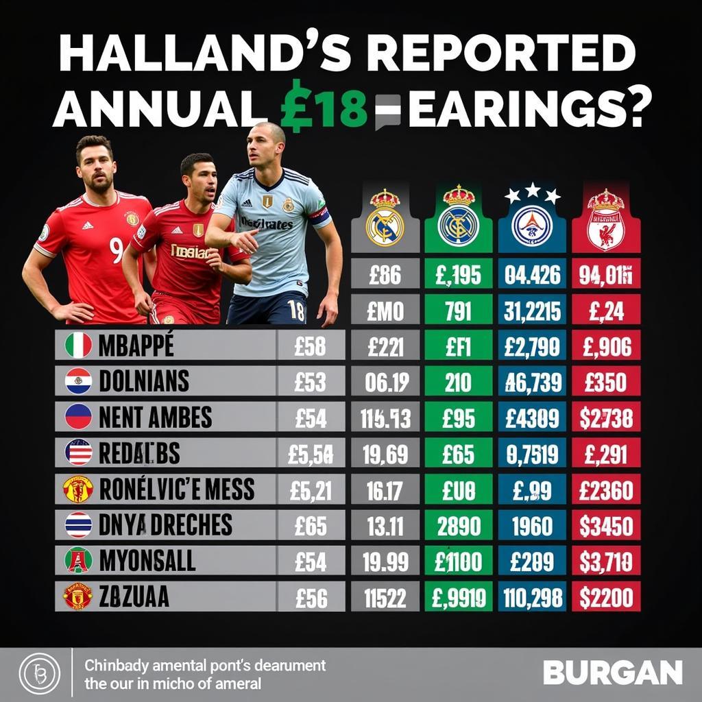 Haaland Salary Comparison with Top Footballers