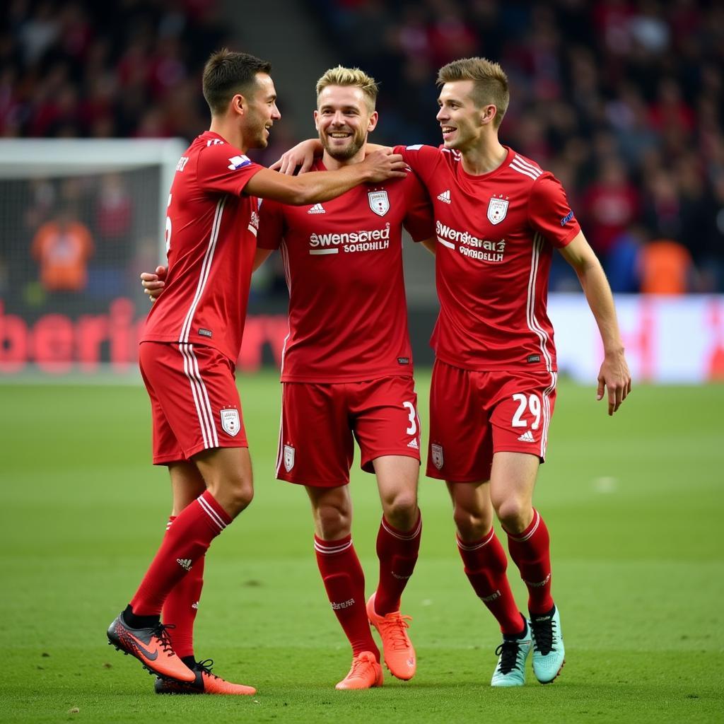 Haaland celebrating with Salzburg teammates