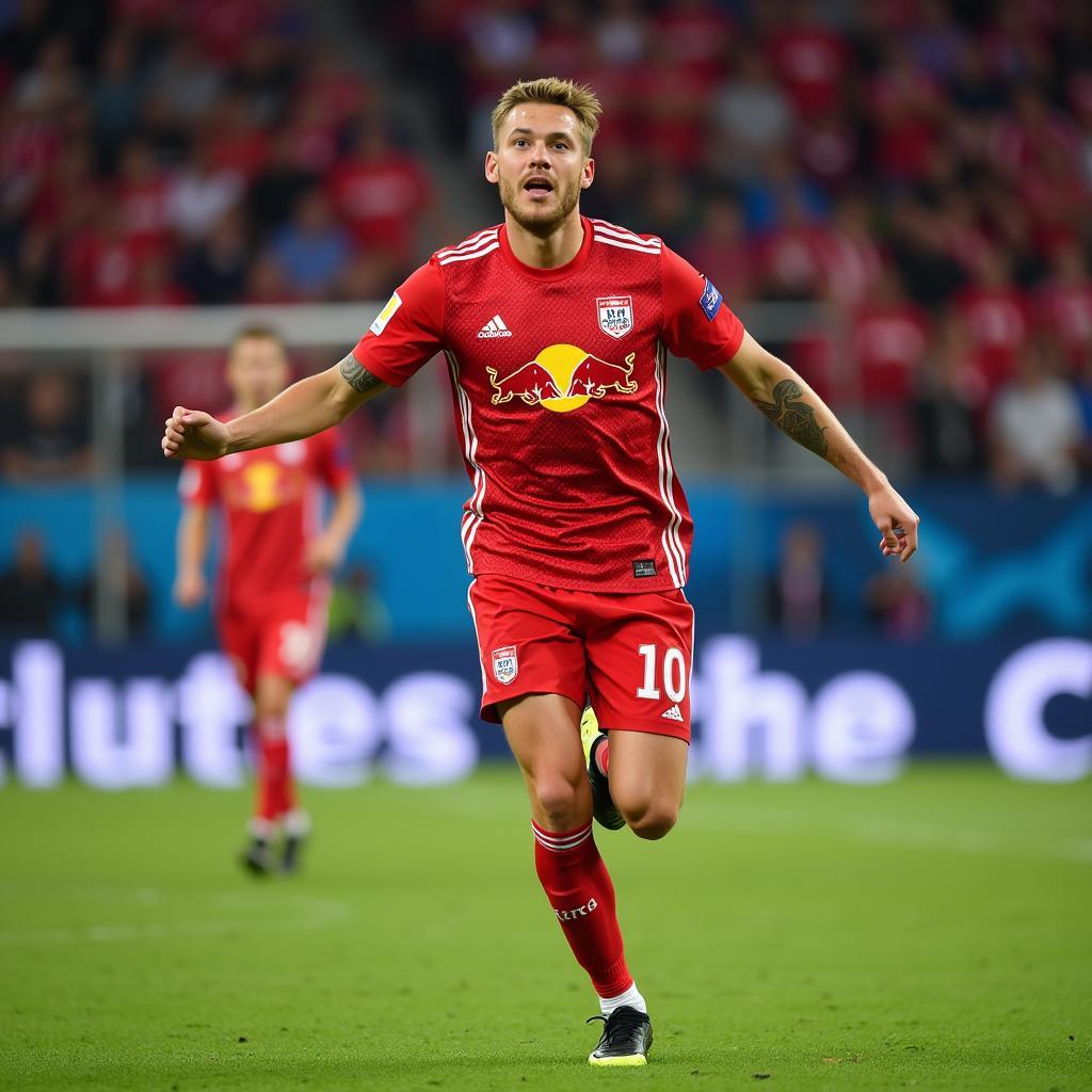 Erling Haaland scoring goals for Red Bull Salzburg in the Champions League