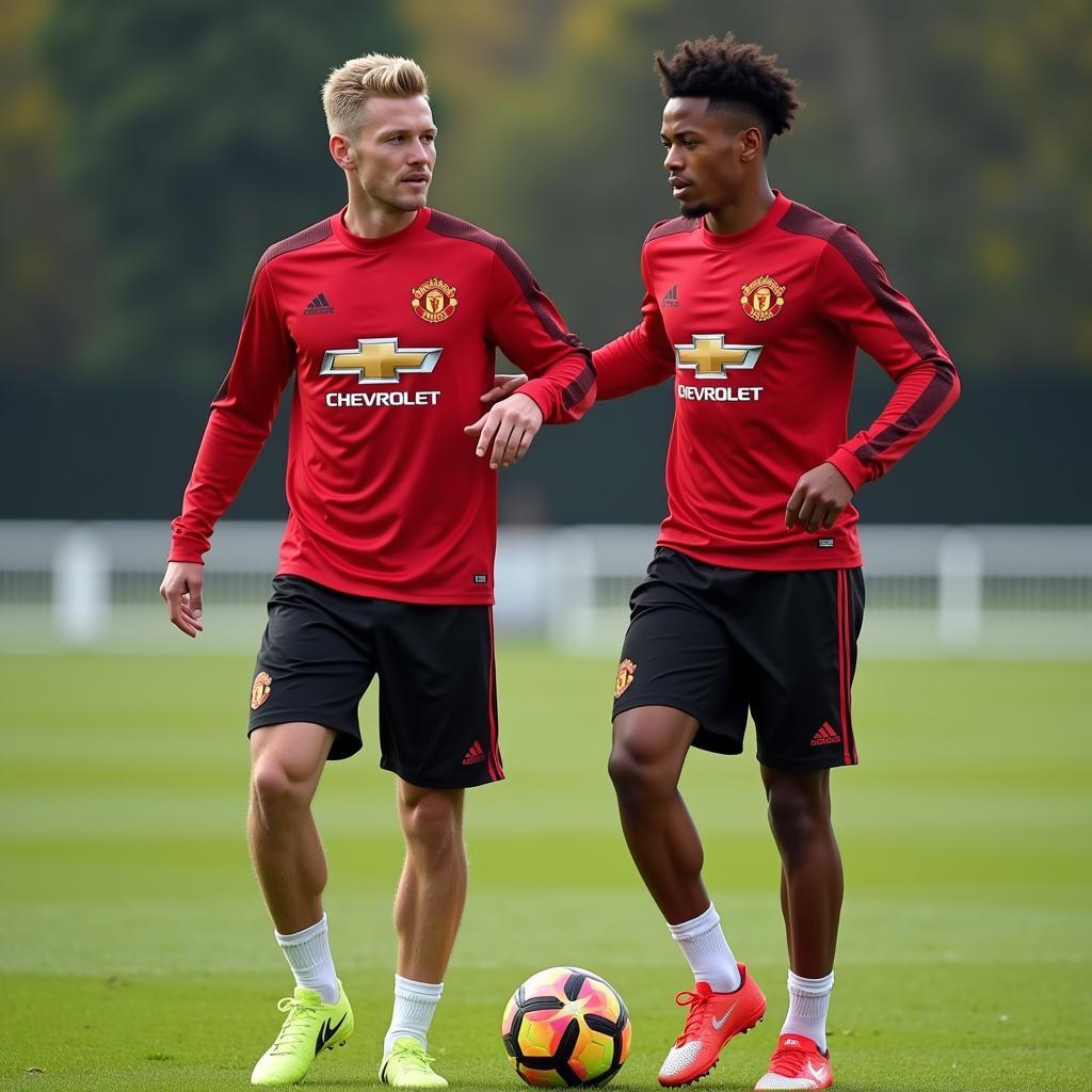 Haaland and Sancho training together at Manchester United