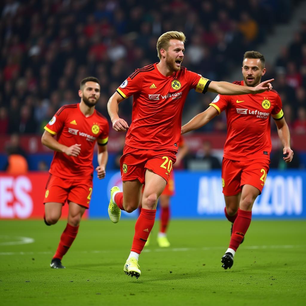 Erling Haaland scoring against RB Leipzig