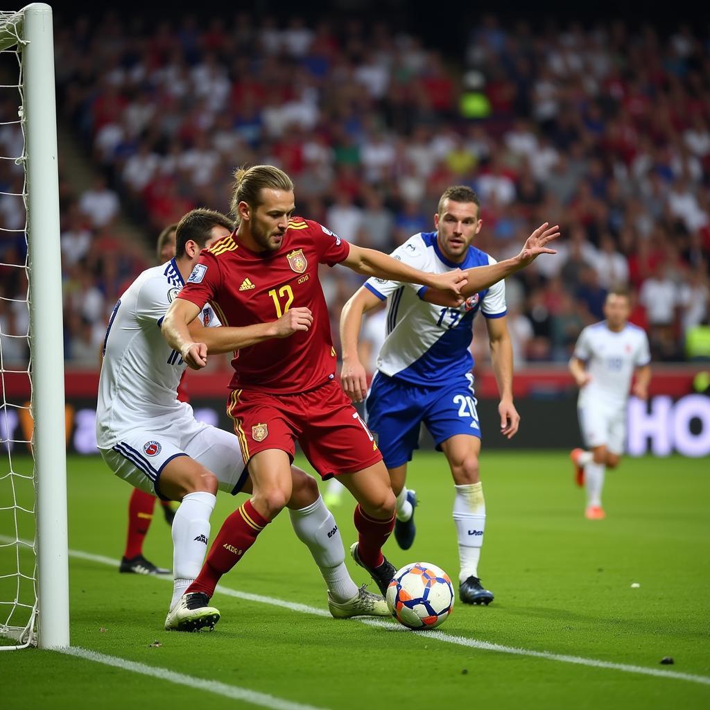 Haaland scoring a goal in the Champions League