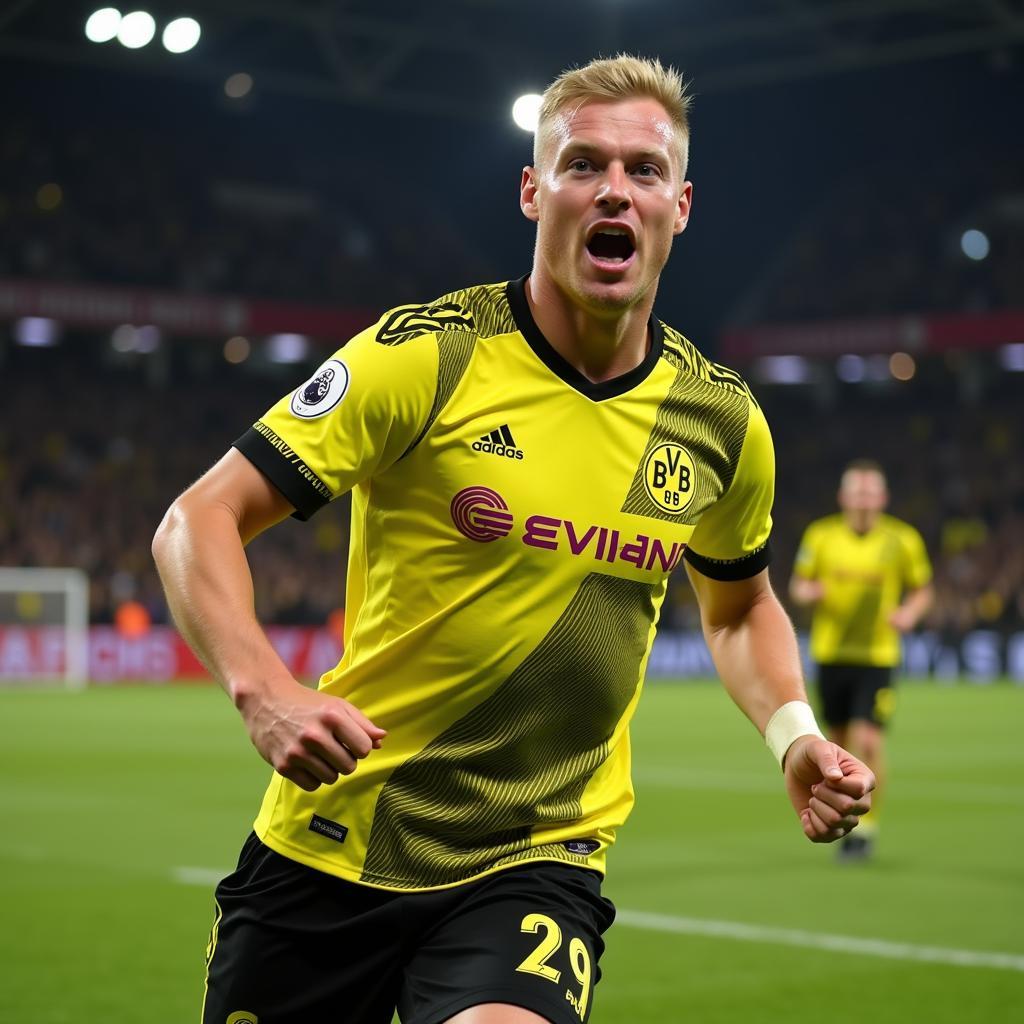 Erling Haaland Scoring a Goal for Borussia Dortmund