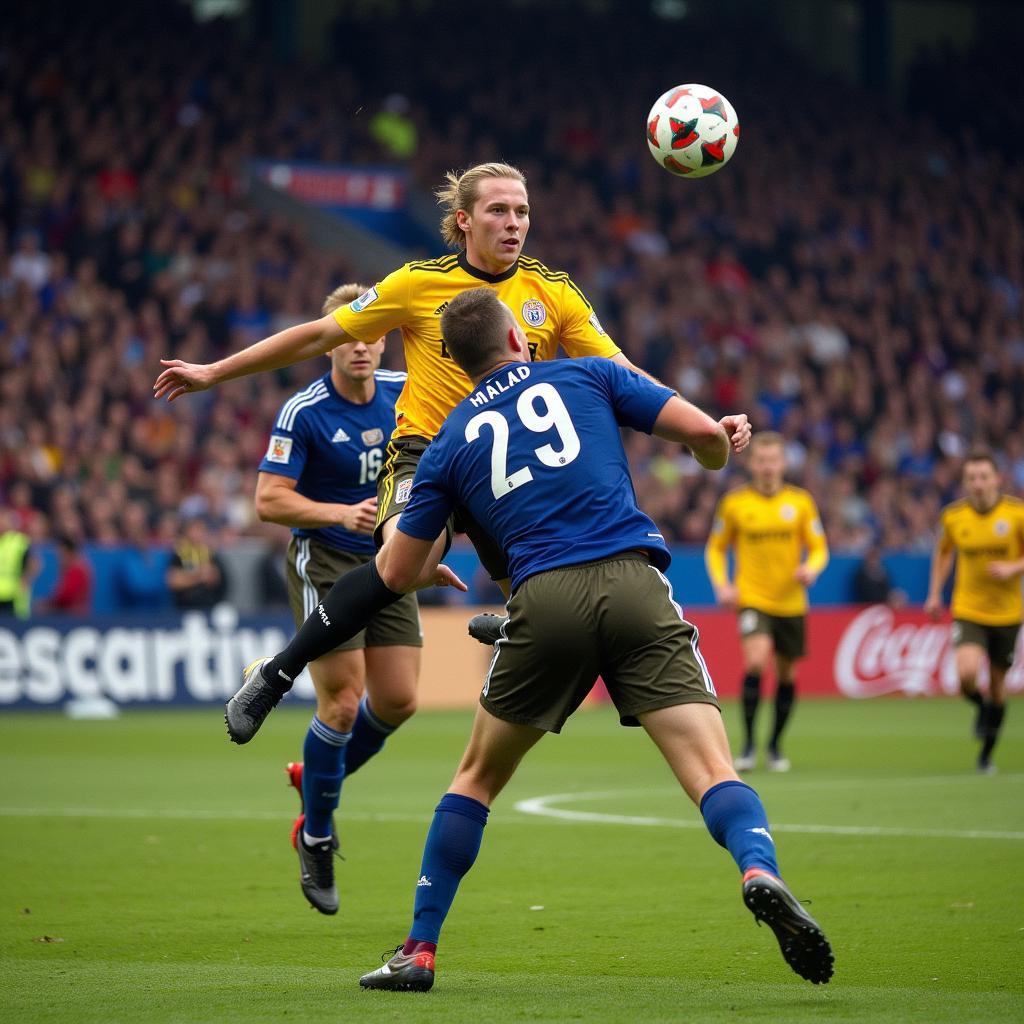 Haaland scores a powerful header