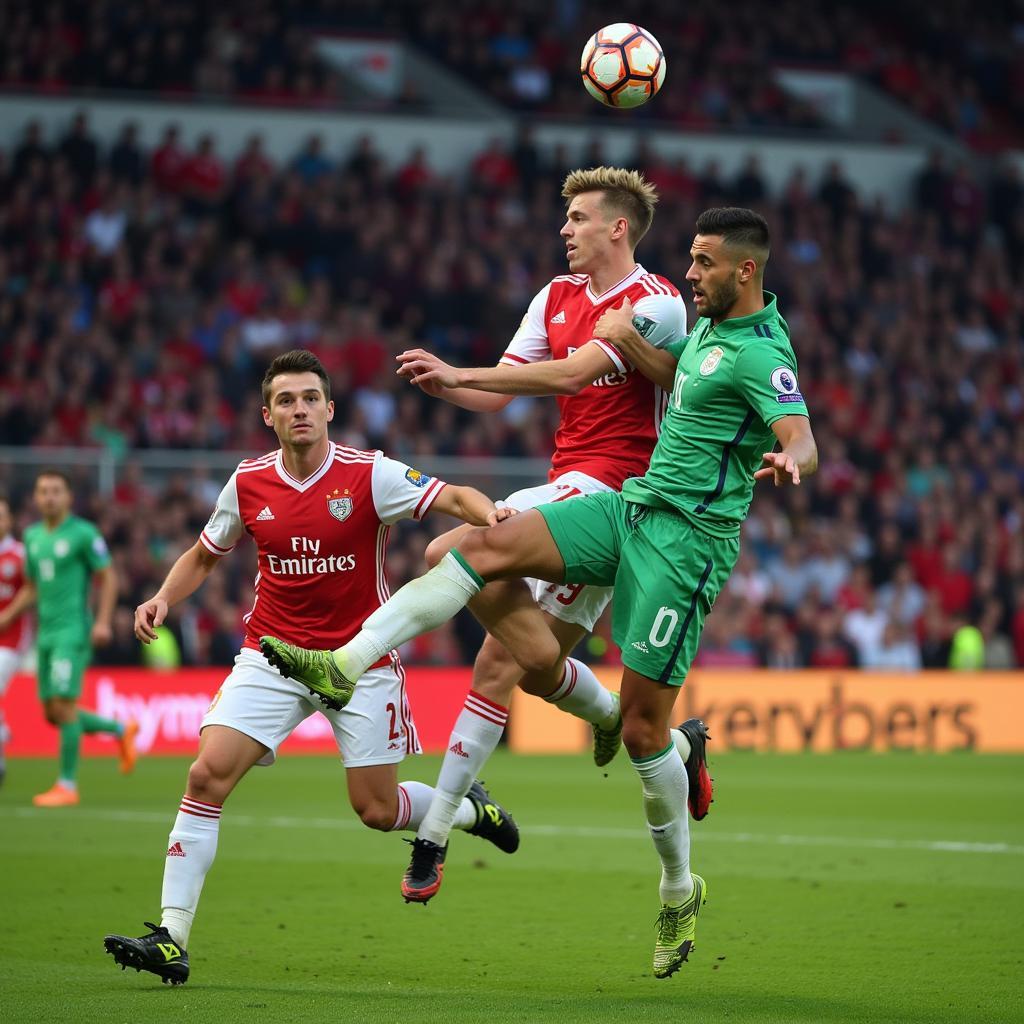 Haaland scoring a powerful header