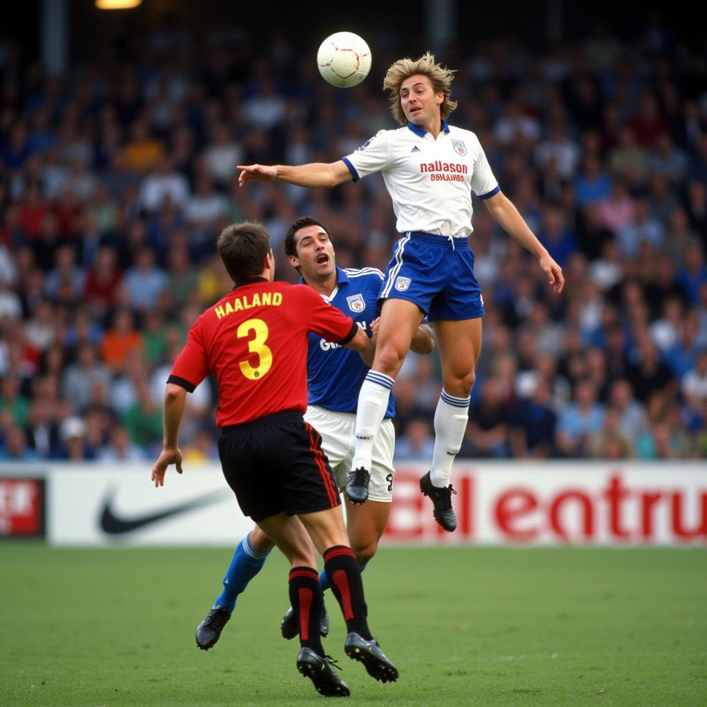 Haaland Scoring a Header at Age 22