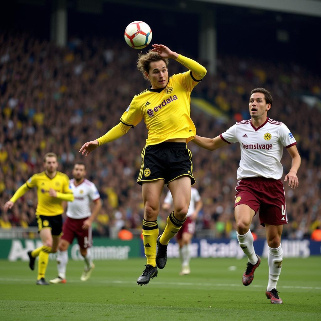 Erling Haaland Scoring a Header for Borussia Dortmund