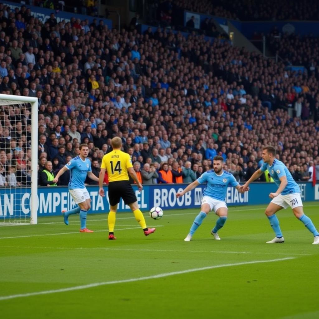 Erling Haaland scores a penalty kick for Manchester City