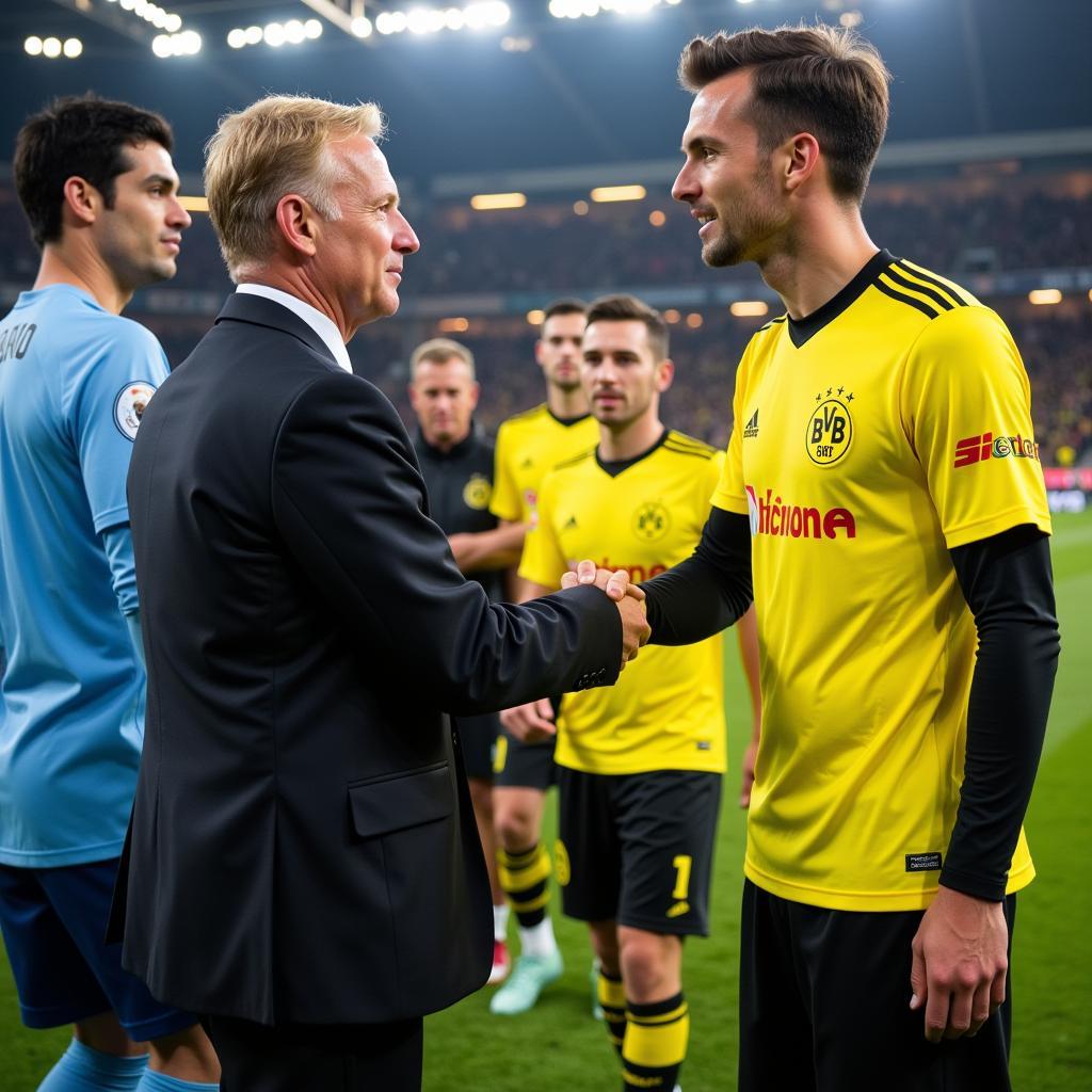 Haaland Shaking Hands with Dortmund Players