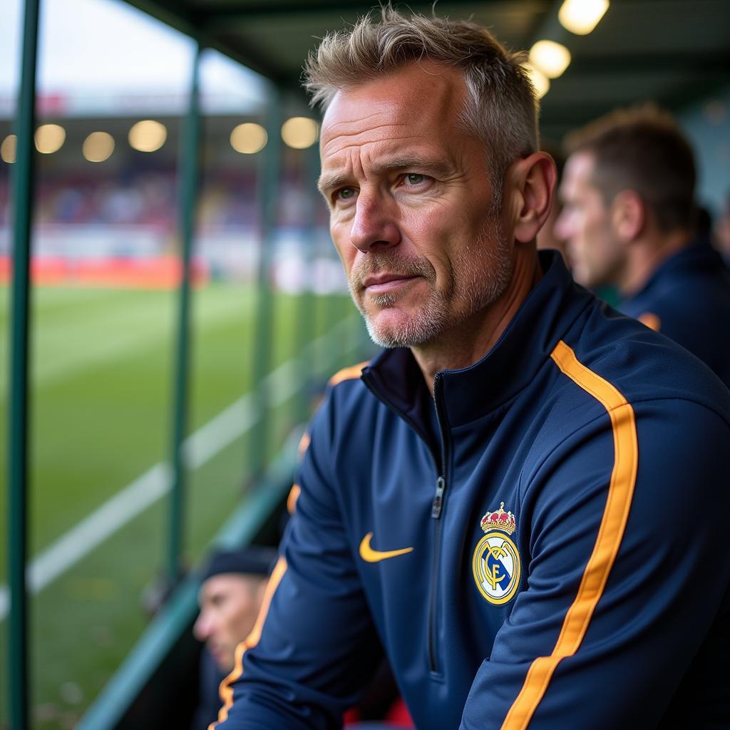 Erling Haaland Sitting on the Bench During a Football Match