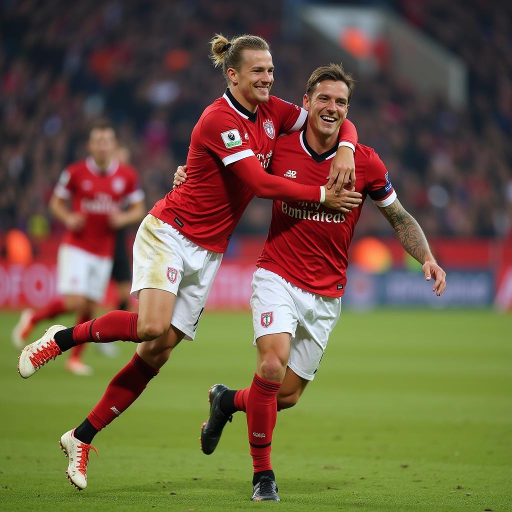 Haaland and Stones Celebrating a Goal