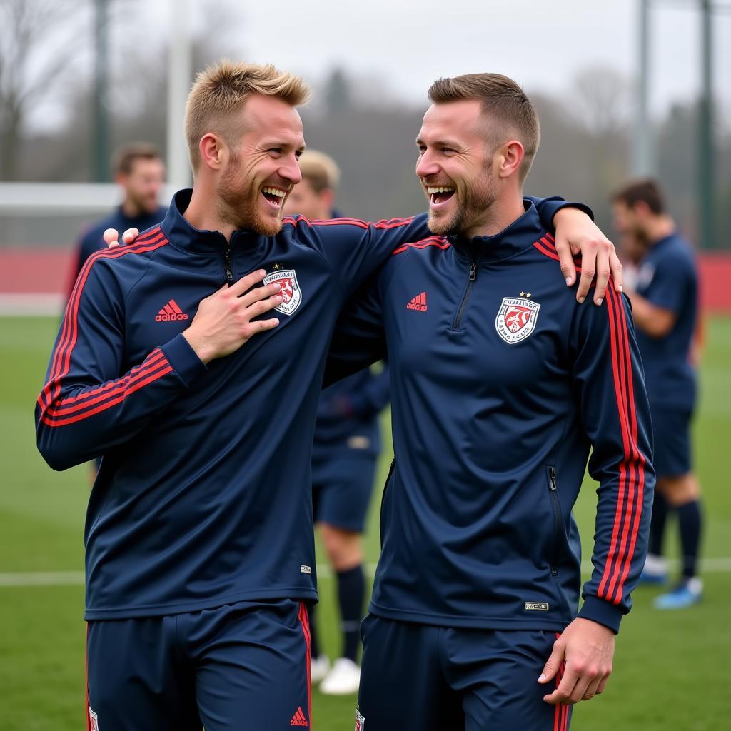 Haaland and Stones Sharing a Laugh During Training