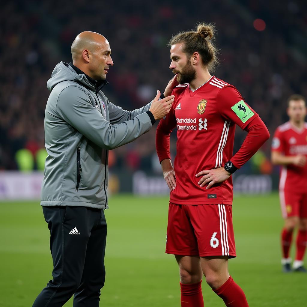 Haaland being substituted during a match