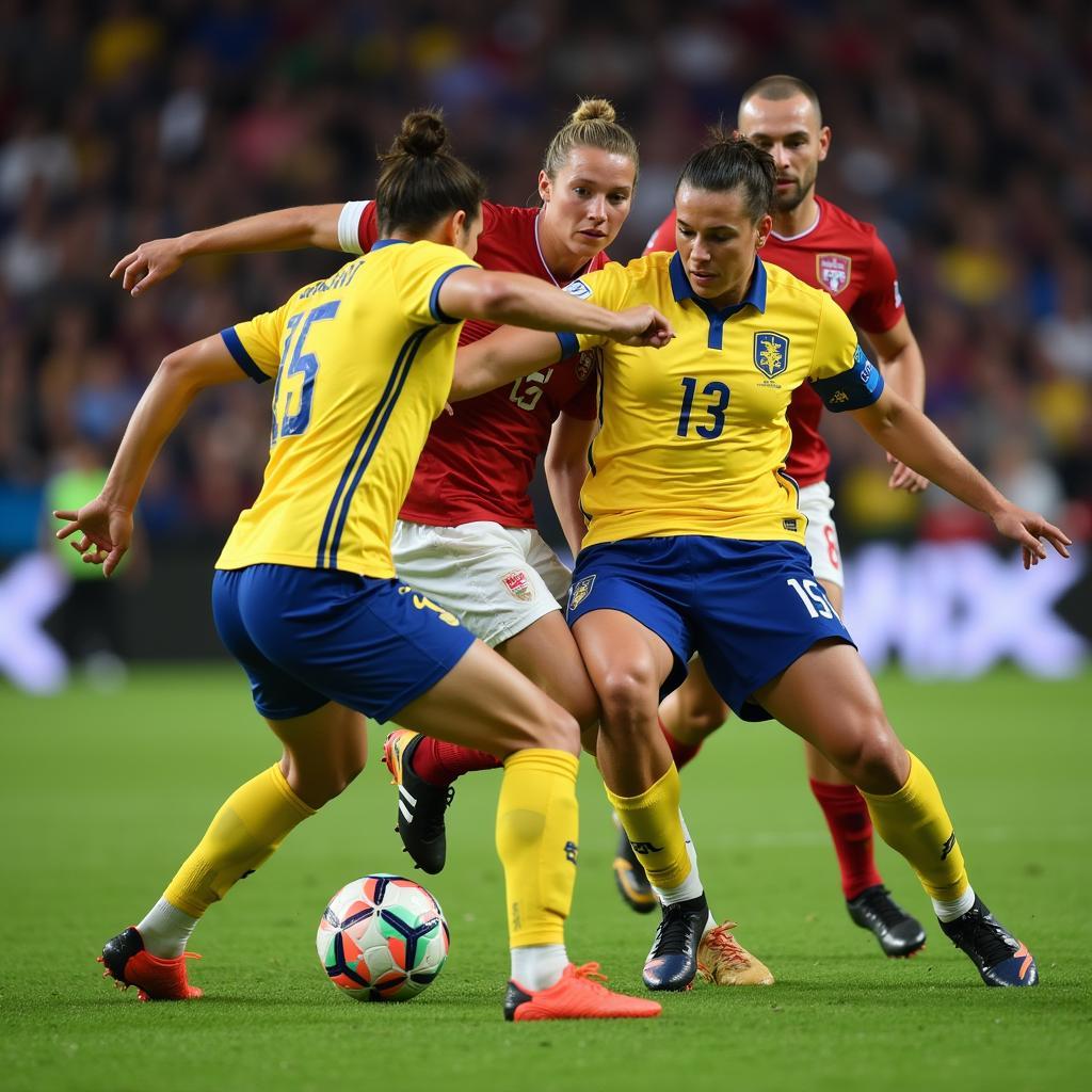 Haaland battling against Sweden's defense