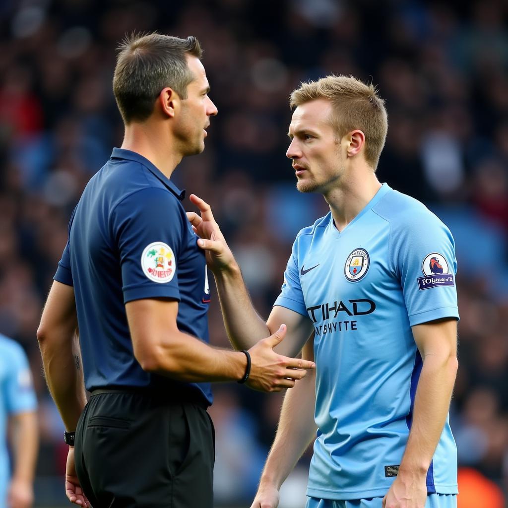 Haaland Discussing a Call with the Referee