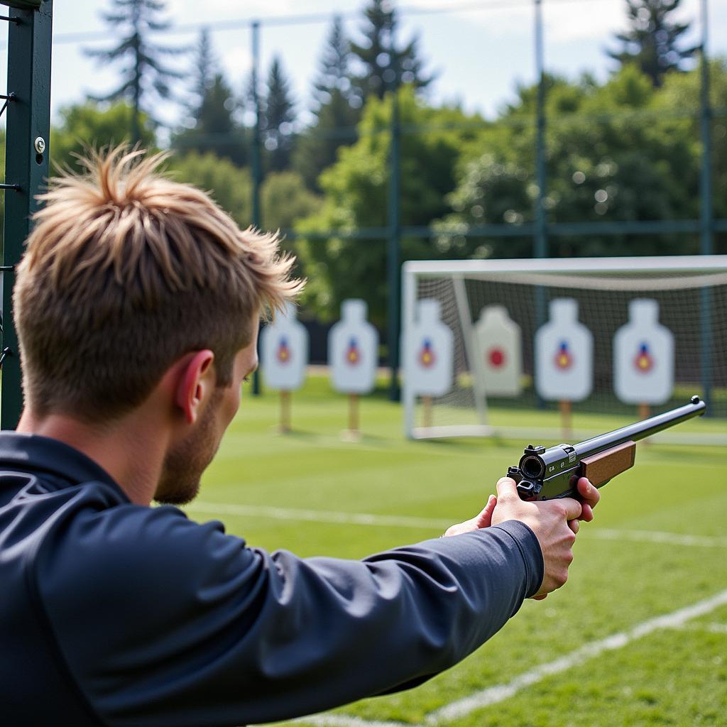 Haaland during a target practice session