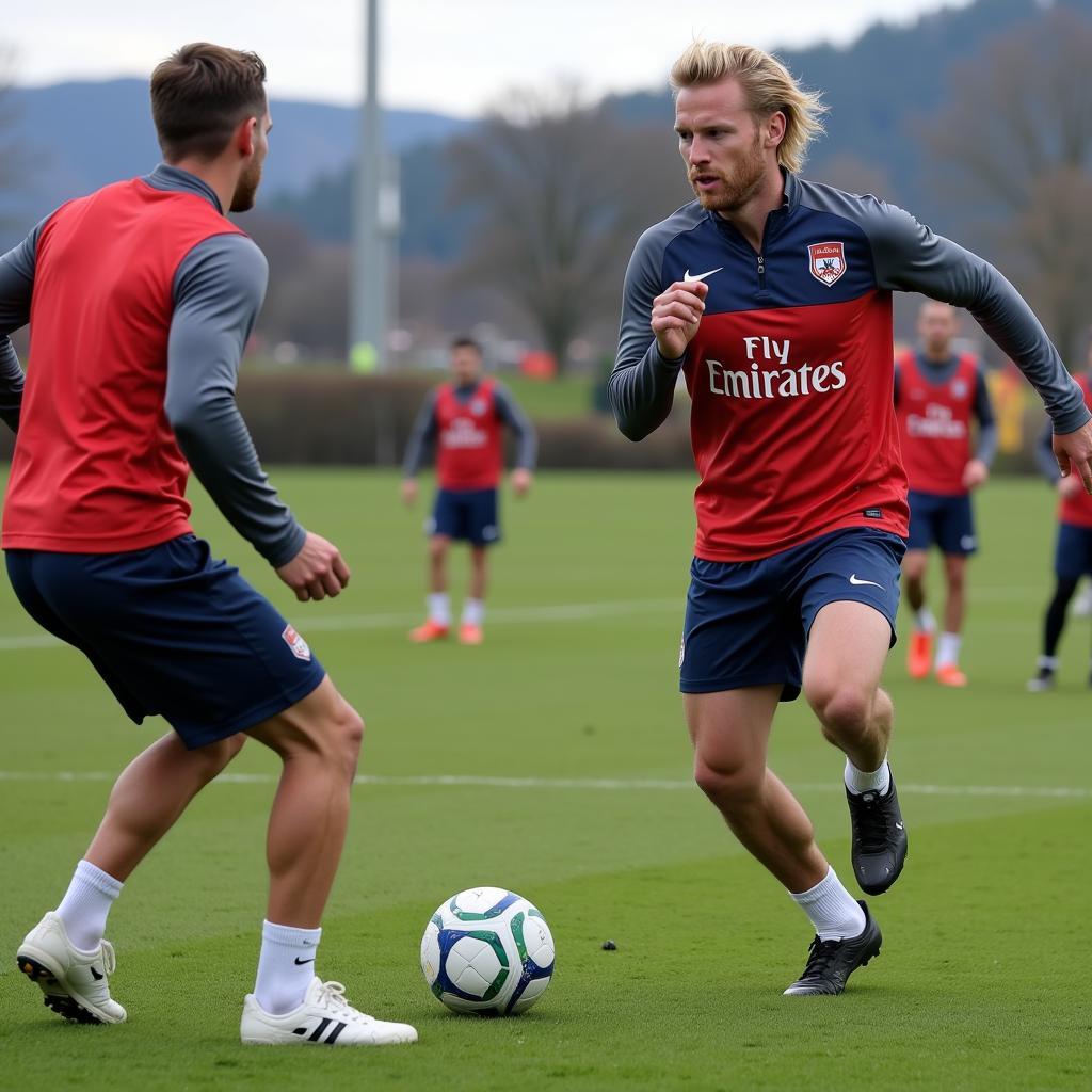 Erling Haaland training with the team