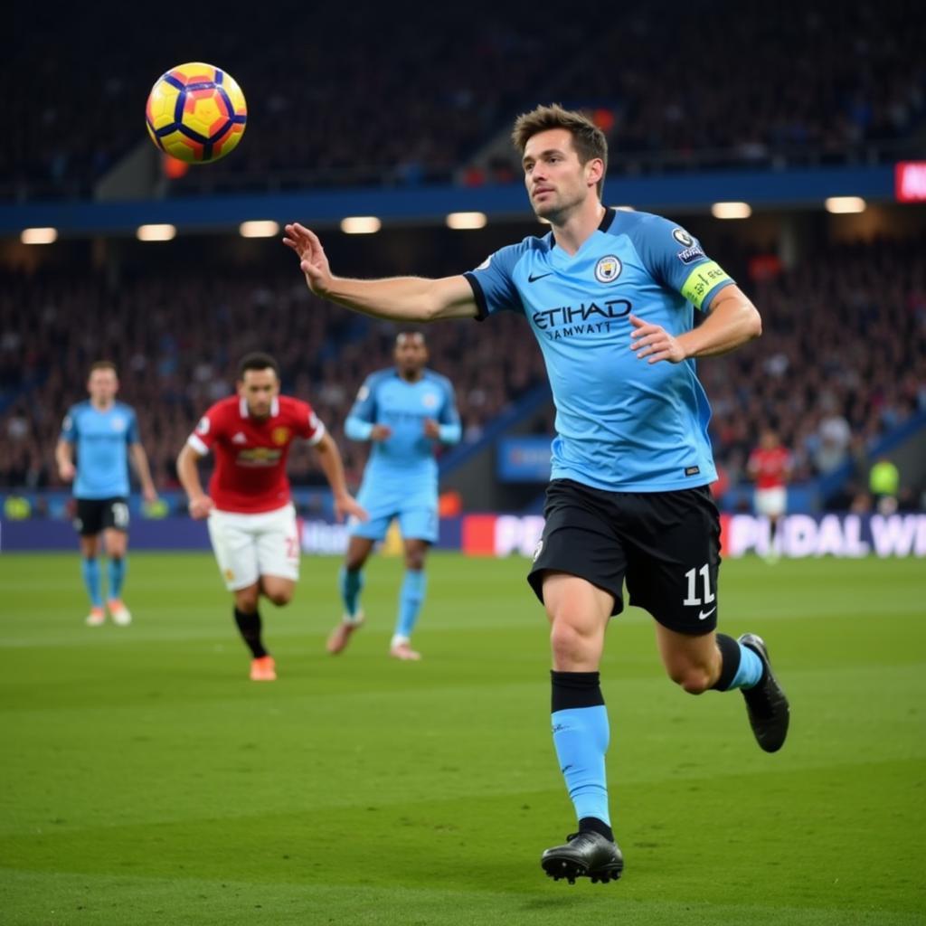 Erling Haaland Executing a Throw-in for Manchester City