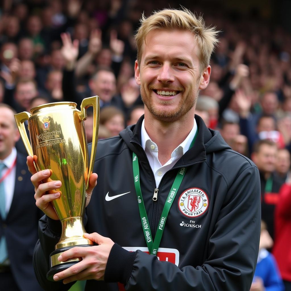 Erling Haaland celebrates being the top scorer in the Premier League