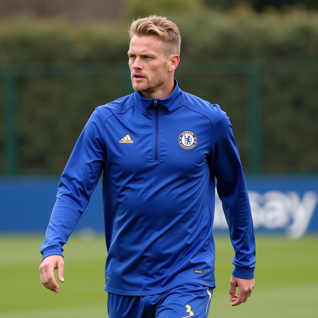 Haaland Training in Chelsea Kit