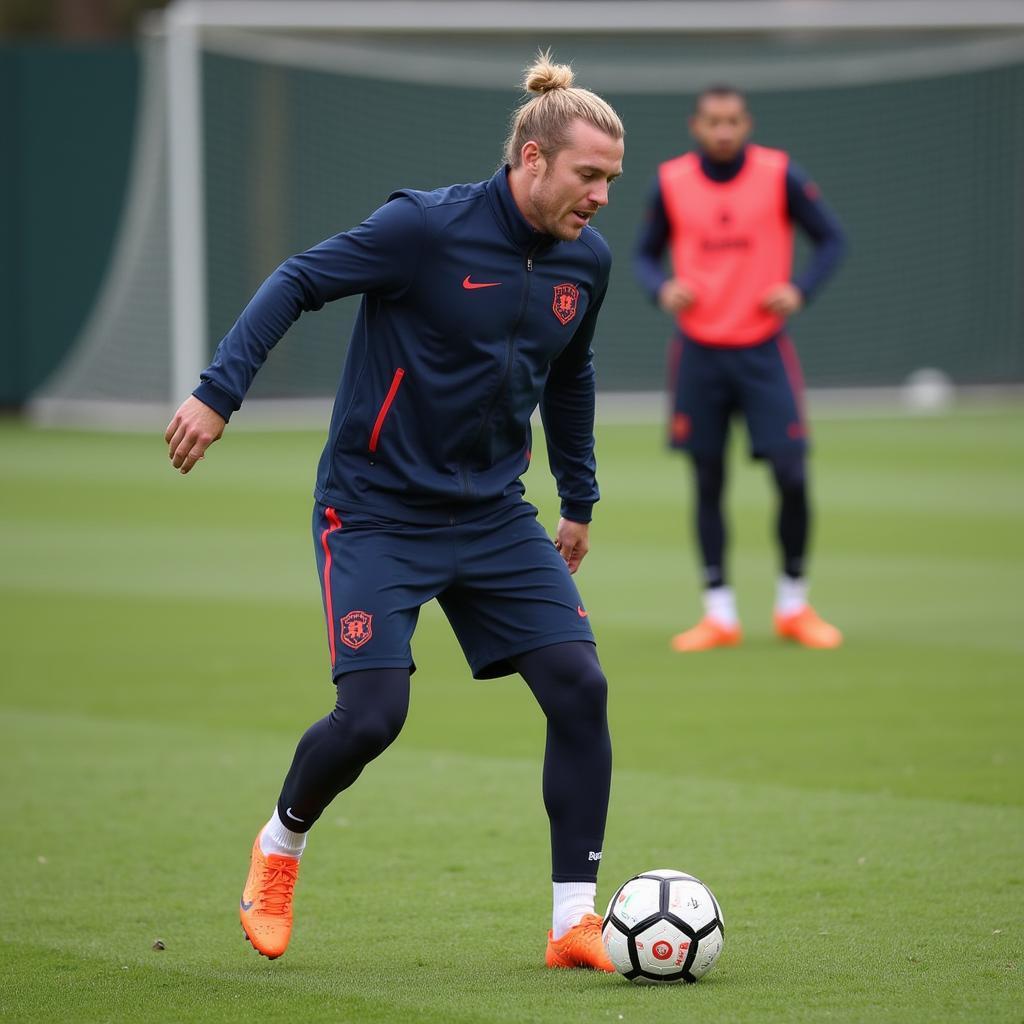 Haaland honing his dribbling skills during a training session