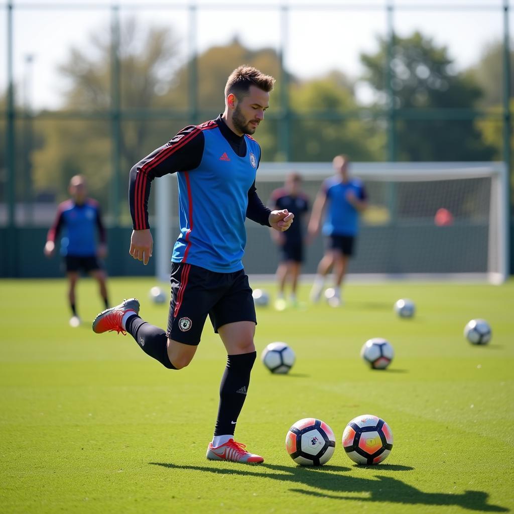 Haaland practicing left-foot drills