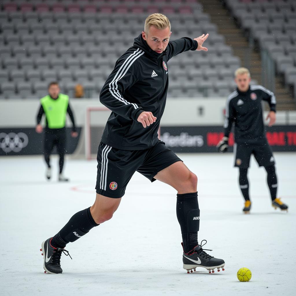 Haaland practicing shooting drills