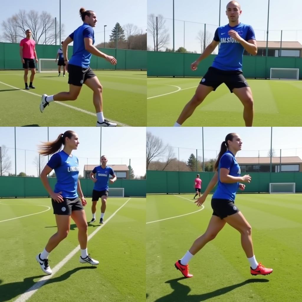 Erling Haaland performing speed and agility drills during a training session.