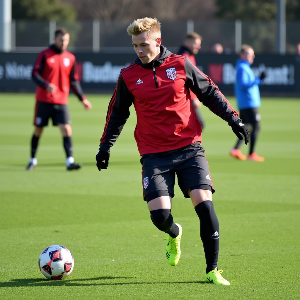 Haaland training in preparation for a match against Hoffenheim