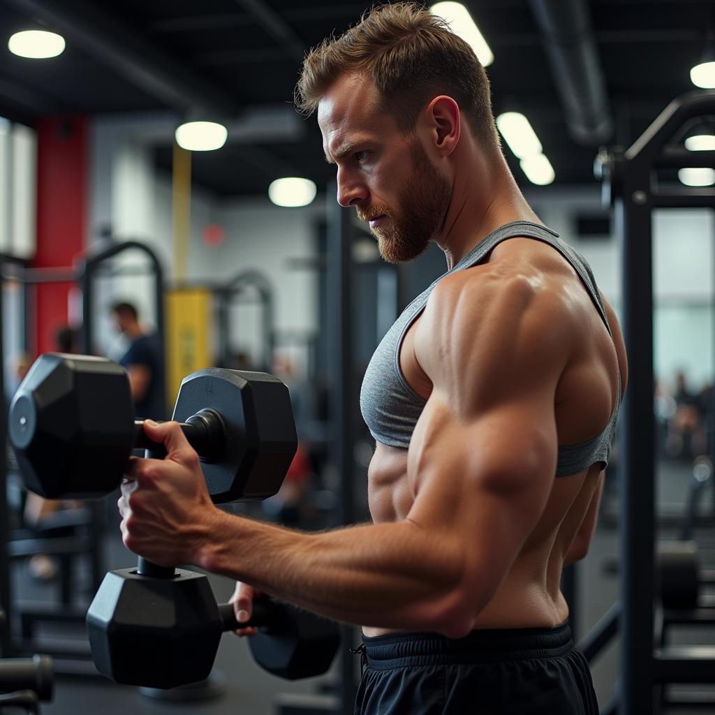 Erling Haaland trains in the gym, lifting weights