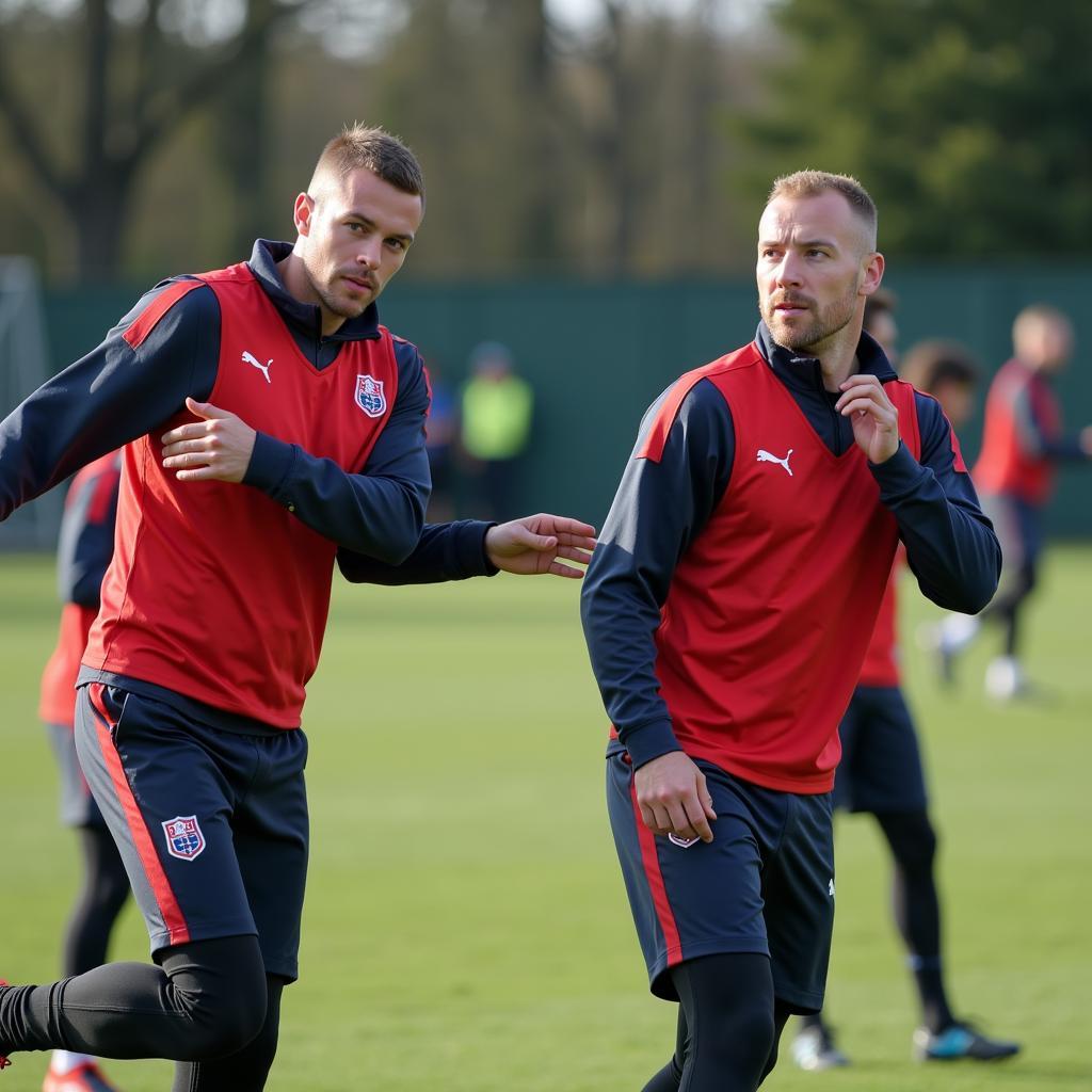 Erling Haaland practicing his heading technique during training