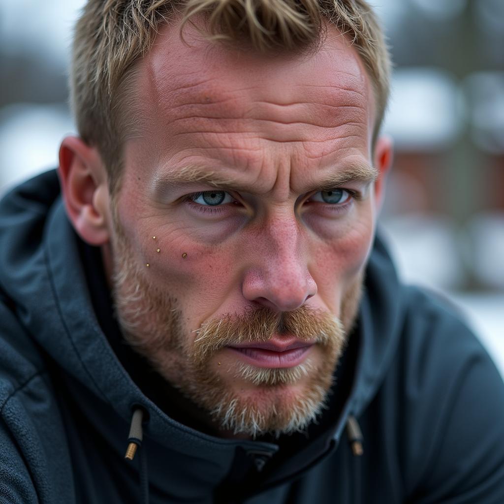 Erling Haaland focuses intensely during a training session