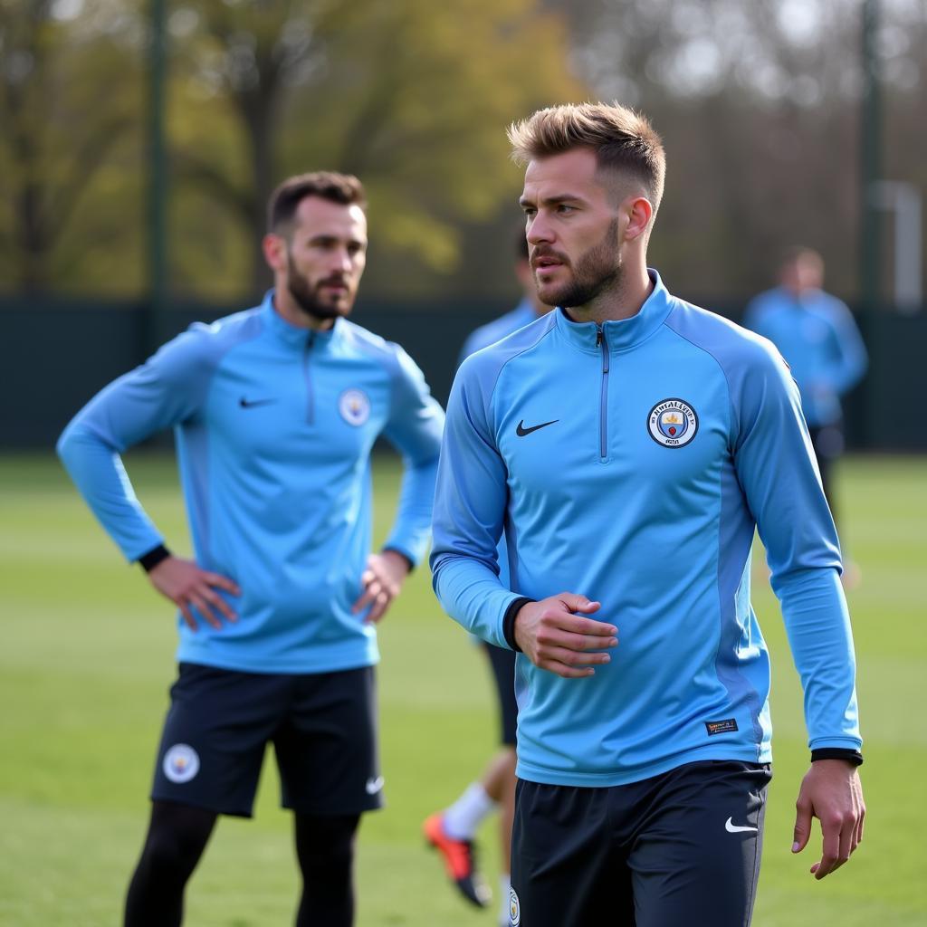 Haaland training with Manchester City teammates