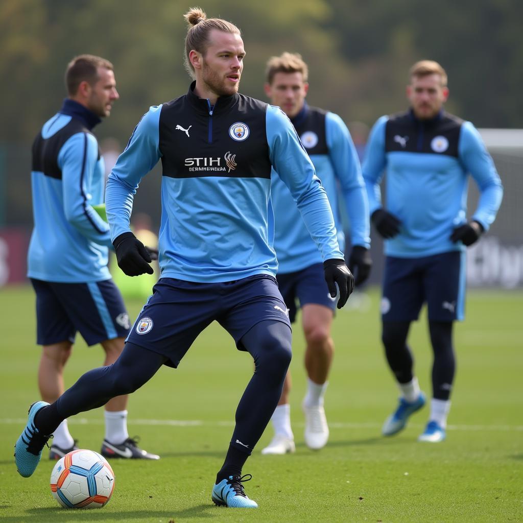 Erling Haaland training with Manchester City.