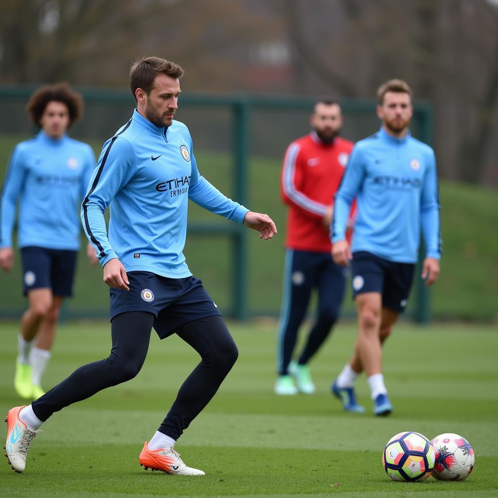 Erling Haaland training at Manchester City's training ground