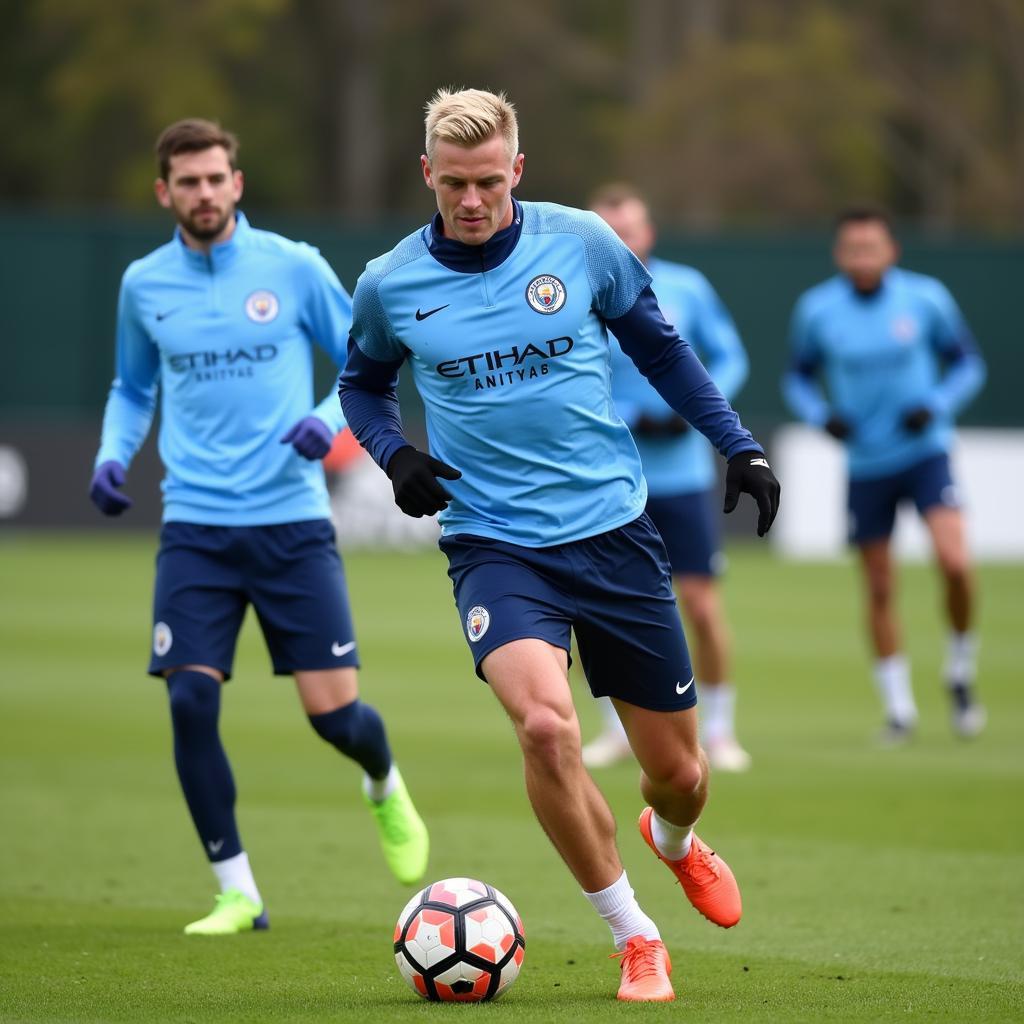 Erling Haaland training with Manchester City