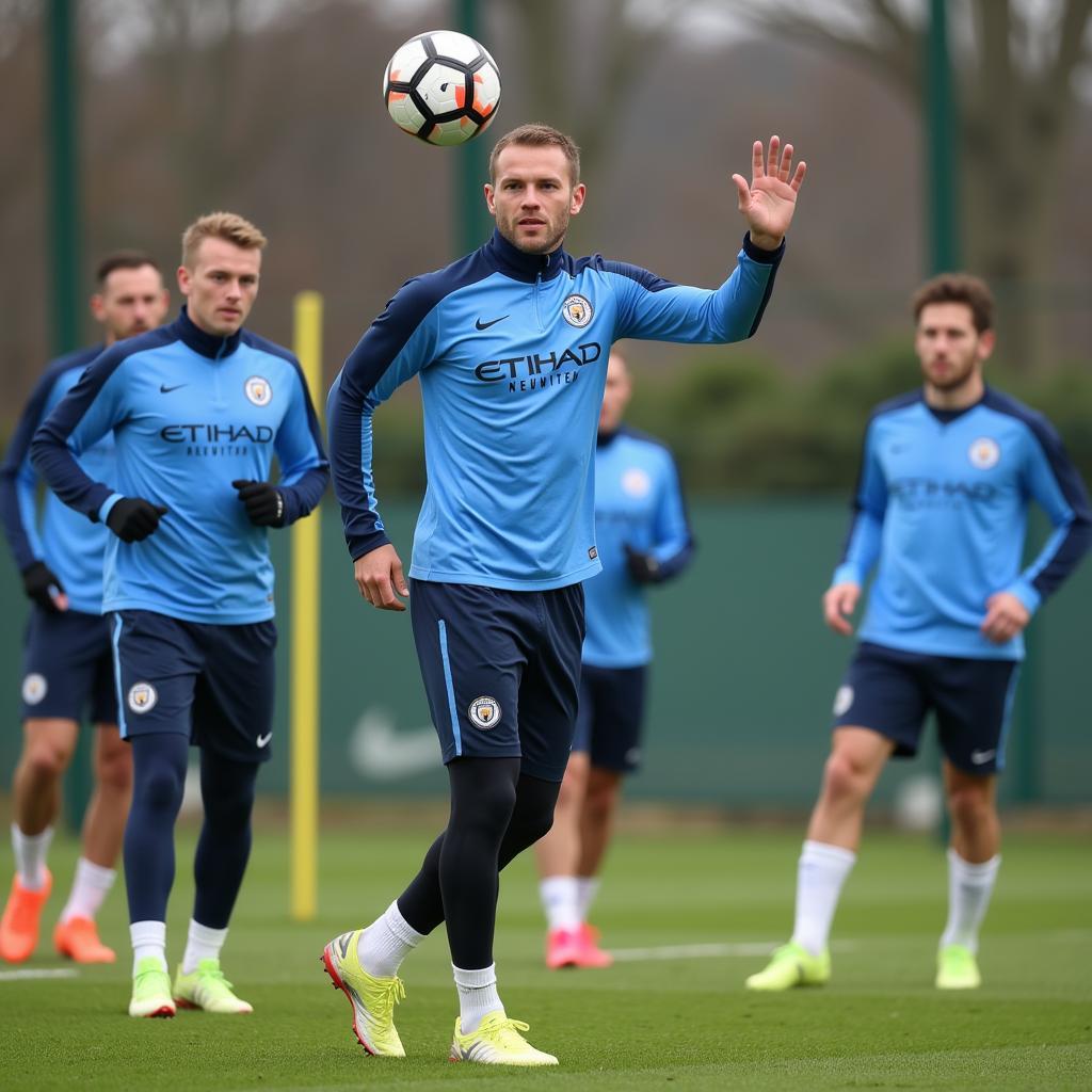 Erling Haaland training with Man City teammates