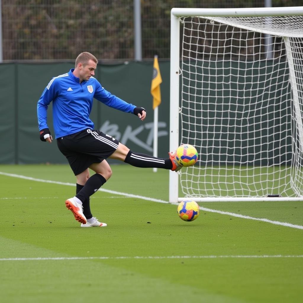 Haaland perfecting his finishing skills during a training session