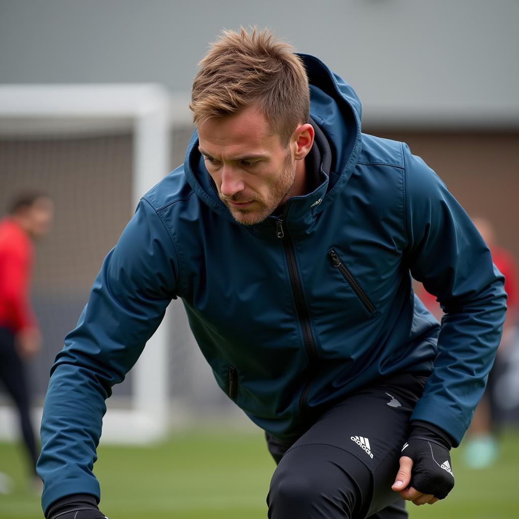 Erling Haaland focused during a training session