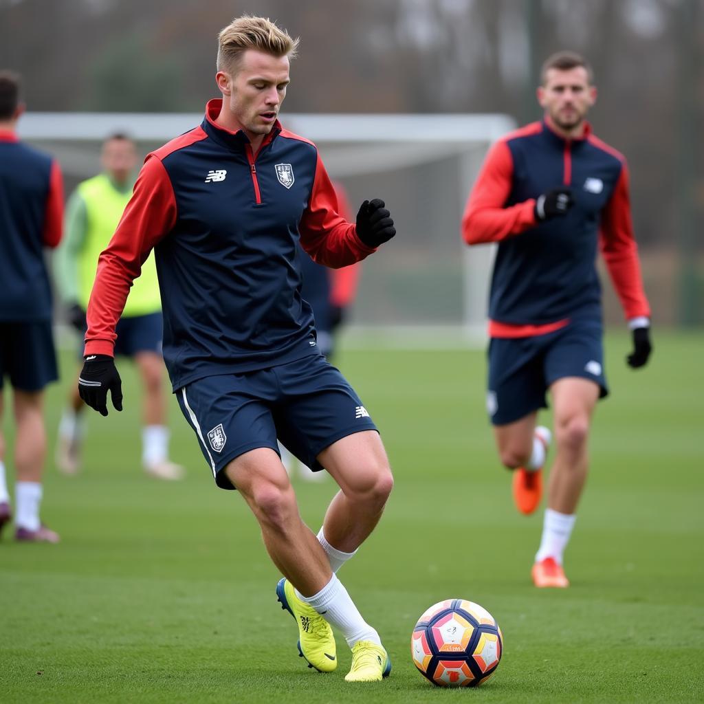 Haaland Training with a Football