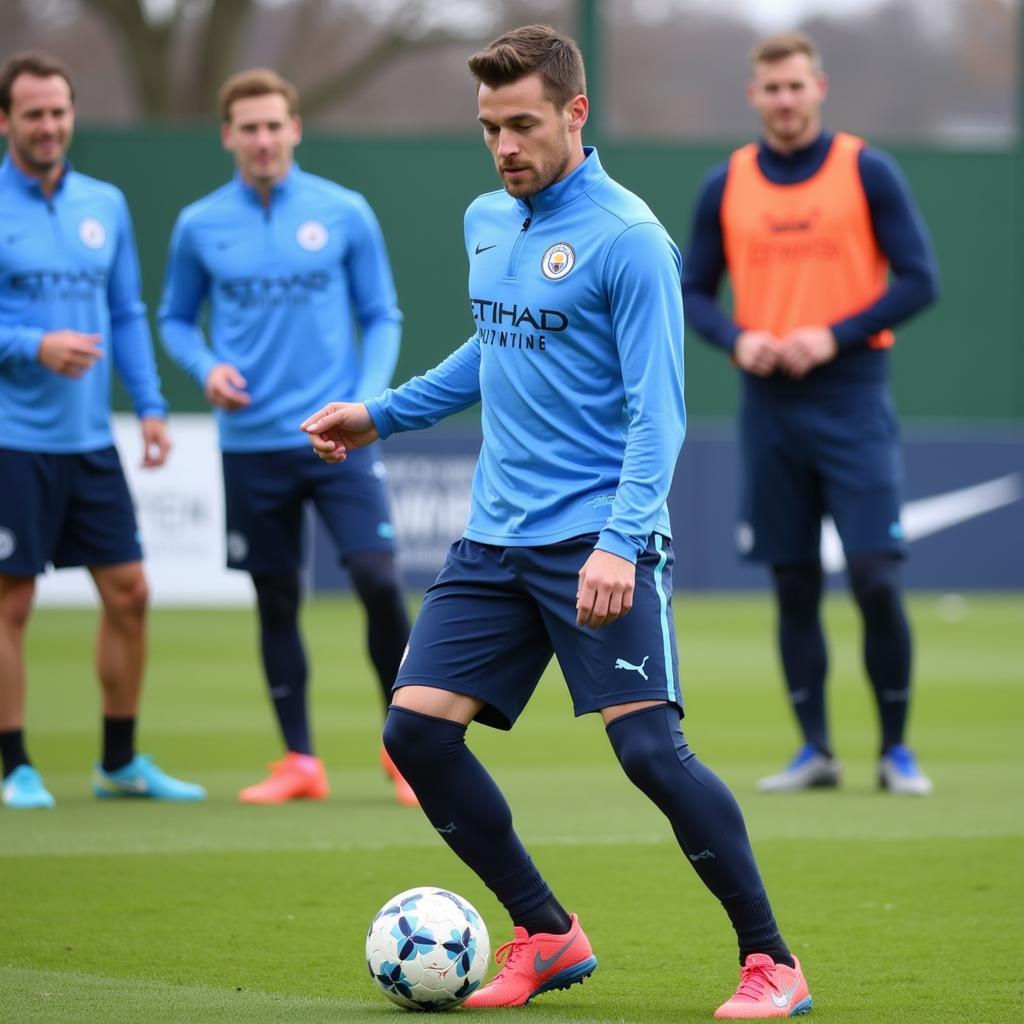 Haaland training with his new teammates at Manchester City