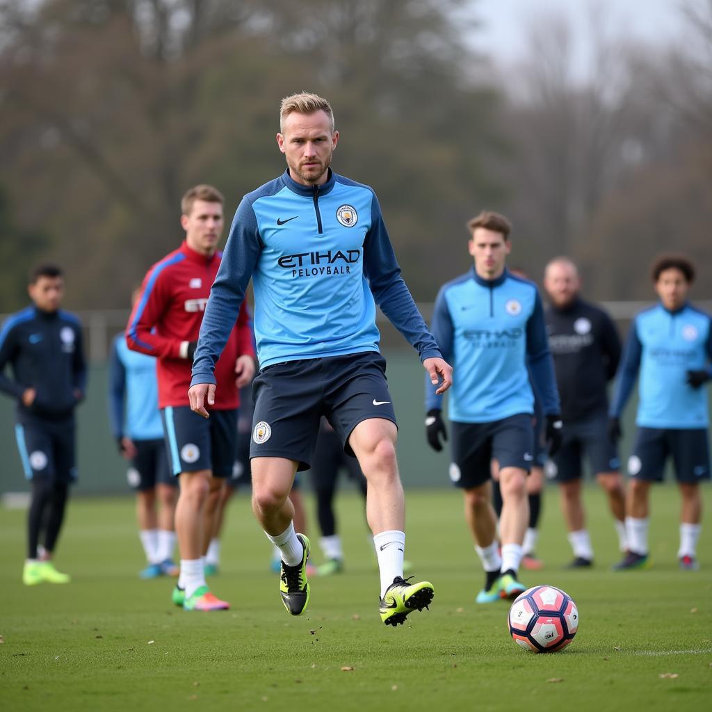 Haaland training with his Man City teammates